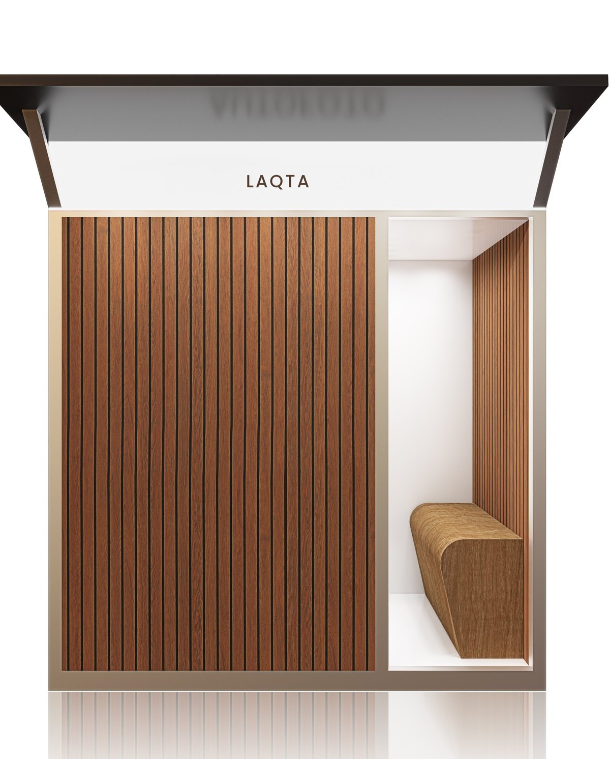 Front elevation of the Laqta booth